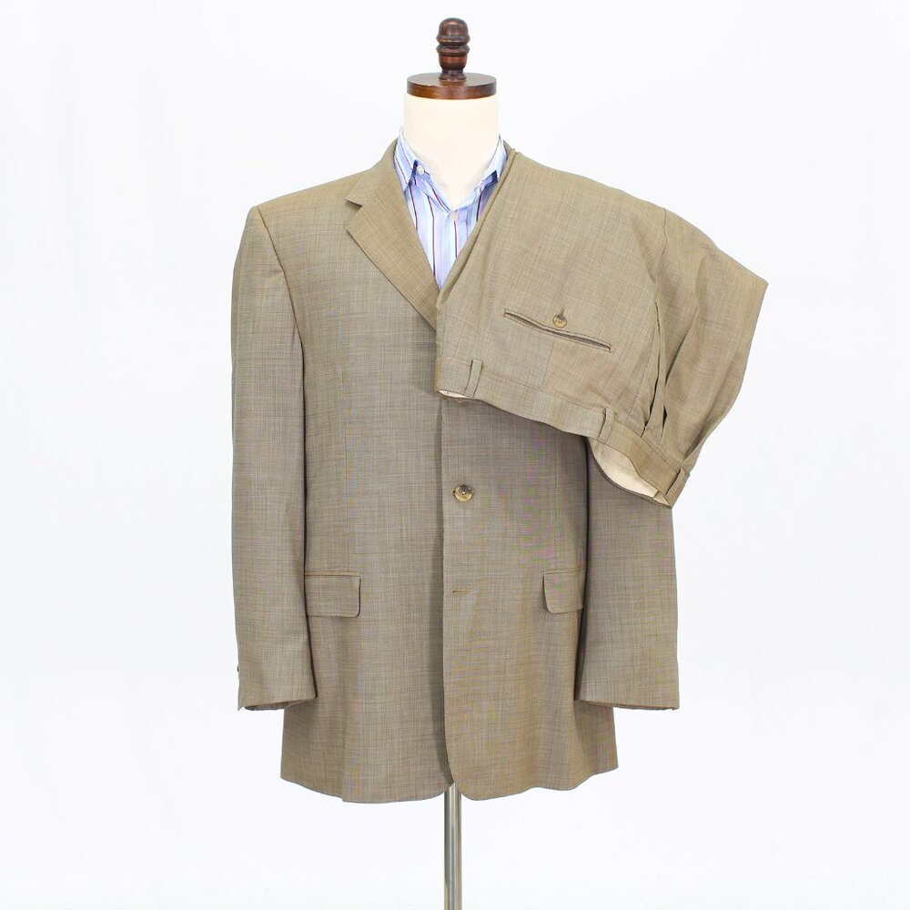 Hickey Freeman 43R 37x30 Brown Full Suit 3-Button Solid R589